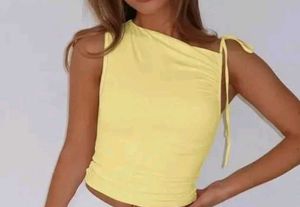 Chic Yellow One-Shoulder Top