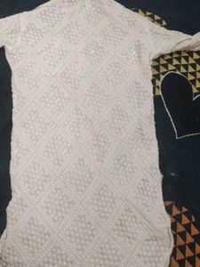 White Embroidered Kurta With Sequence Detailing