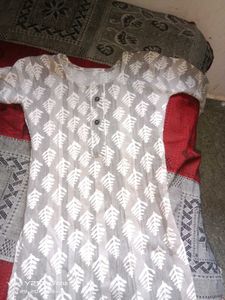 Printed White Kurta