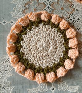 Crochet Tulip Tea Coaster Set.