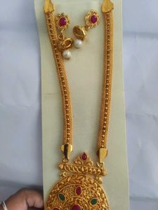 BEAUTIFUL GOLD LOOK CHOKER N LONG SET