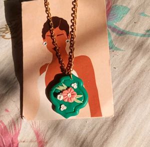 Floral Clay Pendant Necklace