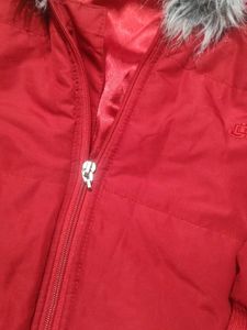 Red Faux Fur Trim Jacket JLO By Jennifer Lopez