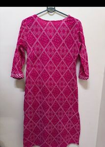 Pink cotton Printed Kurta Set