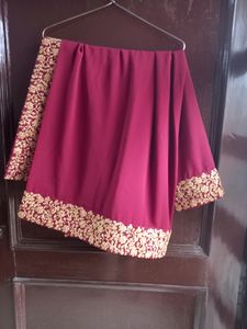 heavy design maroon suit (gown) with dupatta