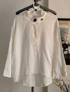 Zara Cream Linen Button Up Top