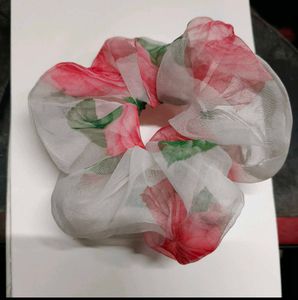 Floral Print  Organza Scrunchie