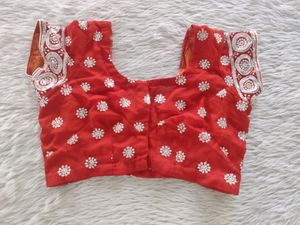 Women Red Sequence Saree With Blouse