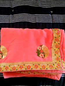 Embroidery Work Wedding Saree