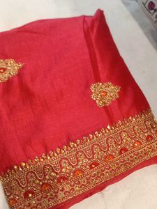Red Embroidered Saree