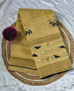 Elegant Beige Embroidered Saree