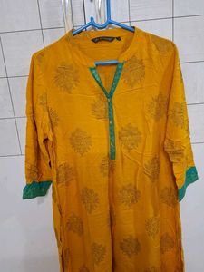 Yellow Printed Kurta