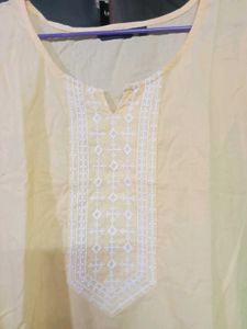 XL Size Straight Yellow Colour Cotton Kurta