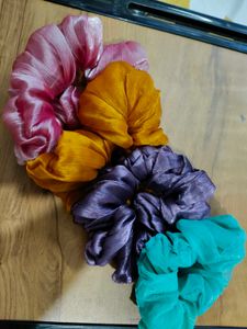 Colorful Satin Scrunchie Set