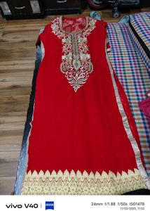 Elegant Red Embroidered Kurta Set