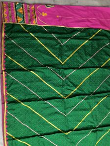 Vintage Gotta Patti Saree Green &amp; Pink