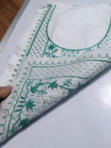 Combo Of 2 Neck Embroidery Patches White RamaGreen