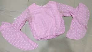 Baby Pink Flared Sleeve Top