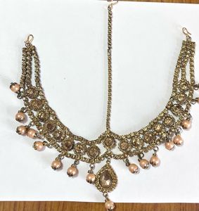 Gold Tone Matha Patti with Delicate Pearl Drops