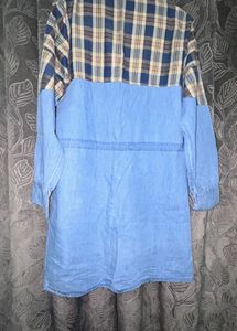 Denim &amp; Plaid Combo Dress