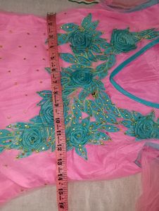🎉party Wear Pink Frock Suit With Duppta