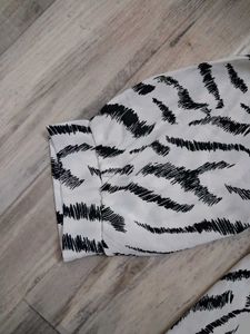 Zebra Print Top With Gold Chain Neck