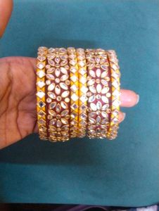 Elegant Kundan Bangle Set