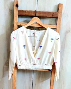 Printed Cotton Crop Top Size-30-Small
