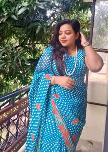 Blue Polka Dot Saree