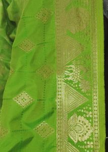 Green &amp; Gold Banarasi Silk Saree
