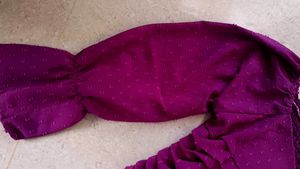 Beautiful Purple Crop Top With Balloon Sleeves