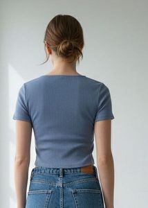 Stylish Blue Ruched Front Top