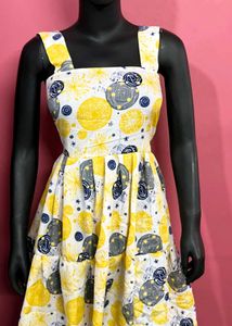 Yellow Celestial Print Sundress