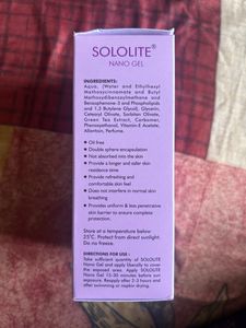 SOLOLITE Nano gel Sunscreen with SPF 50+ &amp; PA+++.