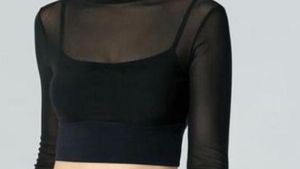 Black Mesh Long Sleeve Top