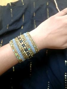 Metallic Beaded &amp; Stacked Bracelet