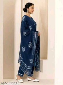 Elegant Blue Printed Salwar Suit