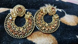 Stunning Gold-Toned Chandbali Earrings