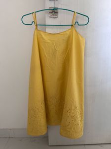 VERO MODA Yellow Embroidered Tank Top