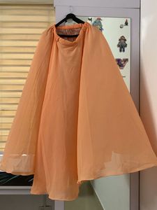 Peach Chiffon Full Flair Skirt