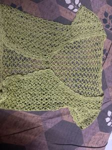 Green Crochet Tie-Front Cardigan