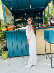 White Wide Leg Pant Set