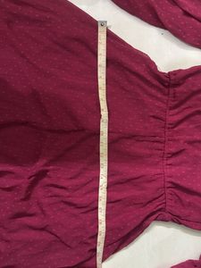 Burgundy Swiss Dot Long Sleeve Top