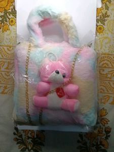 Pastel Plush Handbag with Teddy