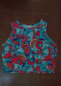Graphic Print Cropped Tank