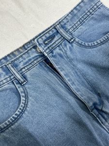 Zara Blue Denim Slit  Skirt