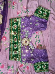 Purple Sequin Saree with Blouse