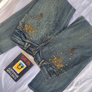 Embroidered Bootcut Denim Y2K