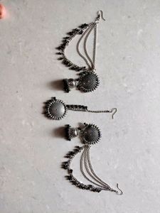 Oxidised  Bhaubalu Earrings Set With Tikka