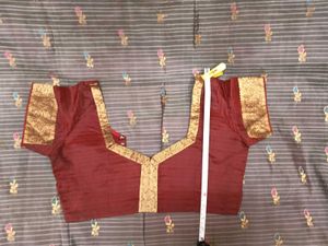 GentlyUsed Burgundy and Grey Pattu Sari WithBlo